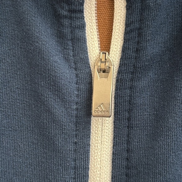 Adidas French Terry Full Zip Blue White Stripe Golf Jacket Size L NWT - Picture 5 of 7